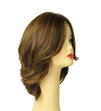 Load image into Gallery viewer, Shlomit Medium Brown With Blonde Highlights MULTI-DIRECTIONAL Skin Top Size L PRE-CUT
